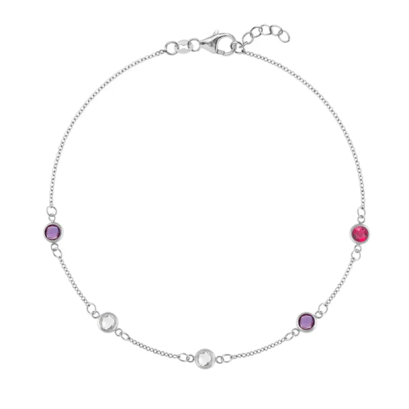 Personalized Classic 5 Birthstone Bracelet in 14k Gold sold by Haverhill