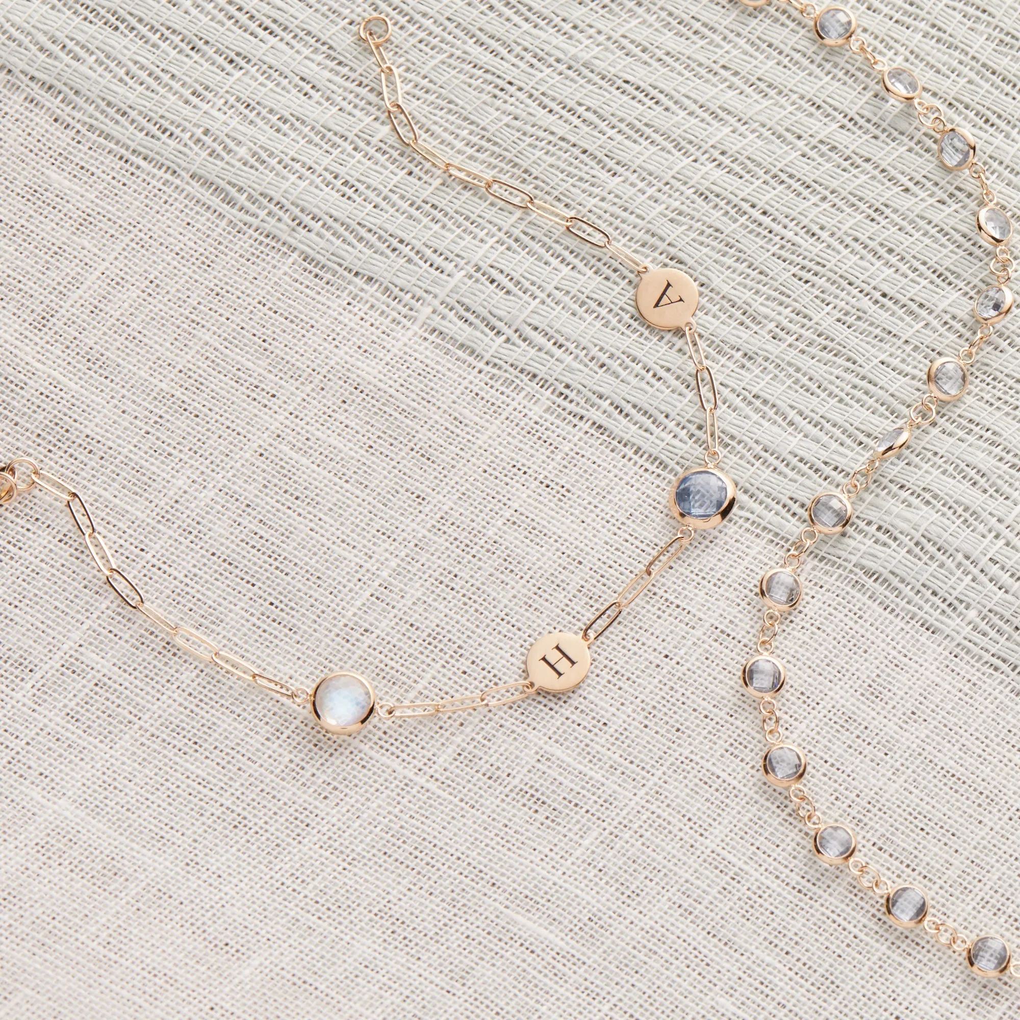 Personalized 2 Letter & 2 Grand Birthstone Adelaide Mini Bracelet in 14k Gold sold by Haverhill product image thumbnail 3