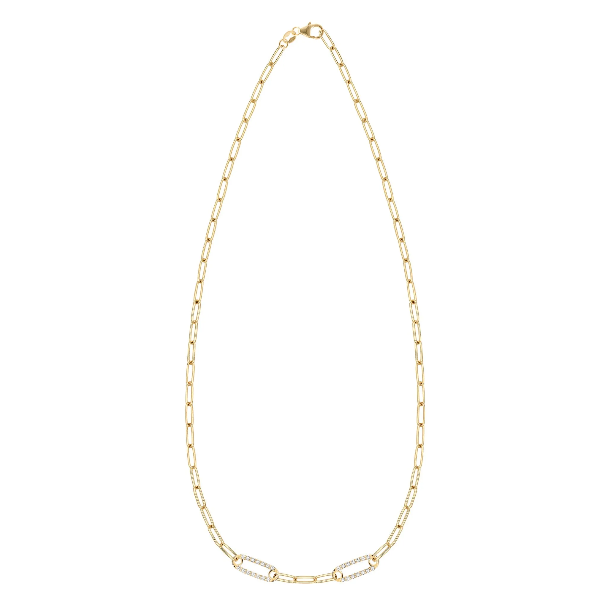 Personalized Adelaide 2 Pavé Birthstone Link Necklace in 14k Gold sold by Haverhill product image thumbnail 4