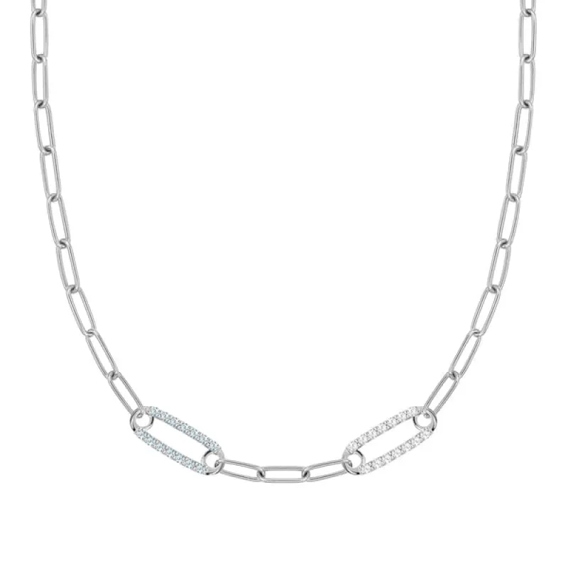 Personalized Adelaide 2 Pavé Birthstone Link Necklace in 14k Gold sold by Haverhill