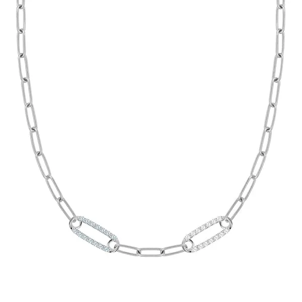 Personalized Adelaide 2 Pavé Birthstone Link Necklace in 14k Gold sold by Haverhill