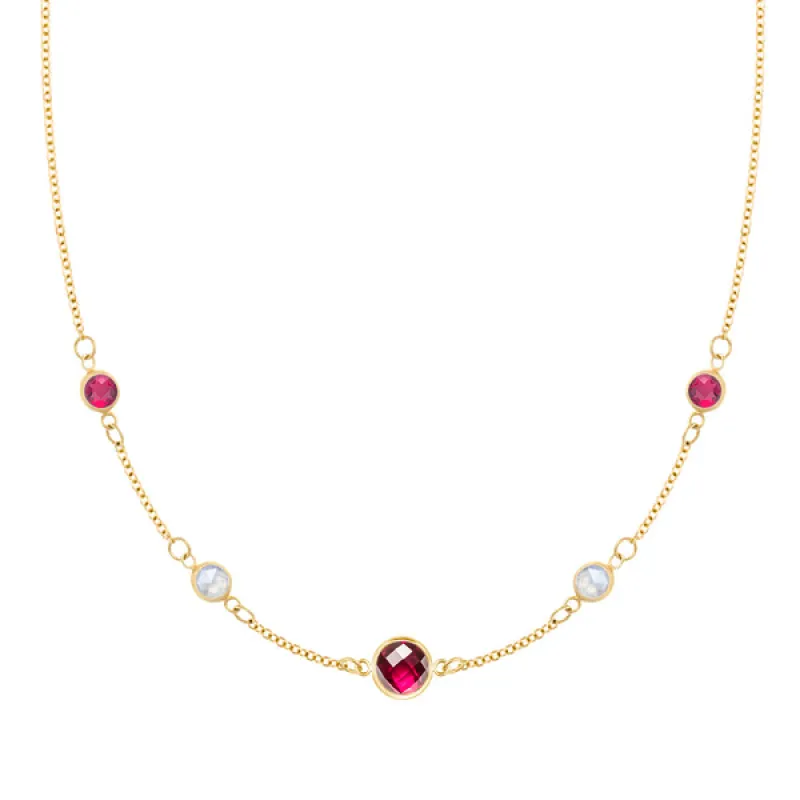 Personalized 1 Grand & 4 Classic Birthstone Necklace in 14k Gold sold by Haverhill