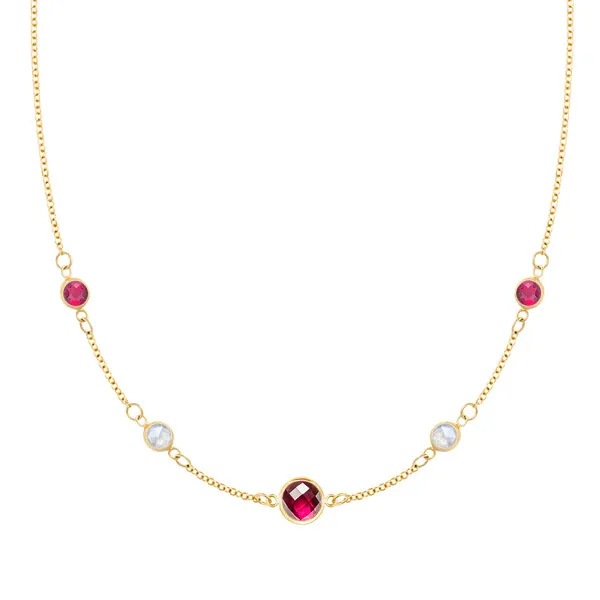 Personalized 1 Grand & 4 Classic Birthstone Necklace in 14k Gold sold by Haverhill