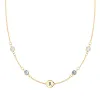 Personalized Classic 1 Letter & 4 Birthstone Necklace in 14k Gold (Double Spacing) sold by Haverhill
