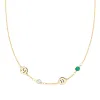 Personalized 2 Letter & 2 Classic Birthstone Necklace in 14k Gold (Single Spacing) sold by Haverhill