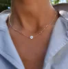 Personalized Classic 1 Letter & 4 Birthstone Necklace in 14k Gold (Double Spacing) sold by Haverhill