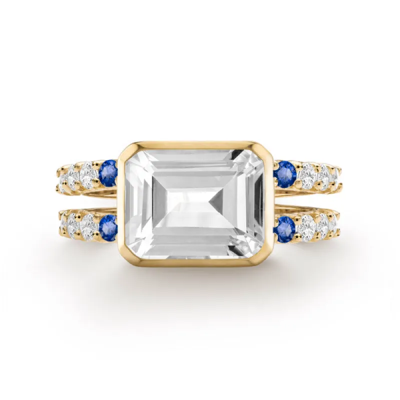 Personalized Warren Horizontal Birthstone Ring with Accent Stones in 14k Gold sold by Haverhill