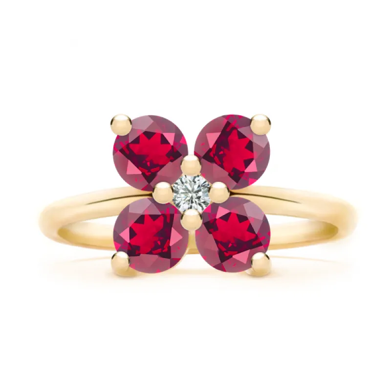Personalized Greenwich 4 Birthstone & Diamond Ring in 14k Gold sold by Haverhill