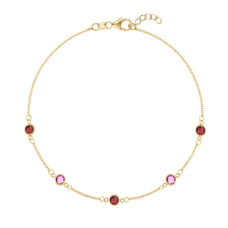 Personalized Classic 5 Birthstone Bracelet in 14k Gold sold by Haverhill