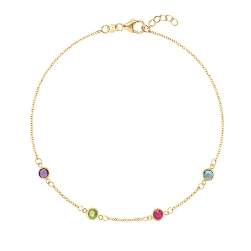 Personalized Classic 4 Birthstone Bracelet in 14k Gold sold by Haverhill