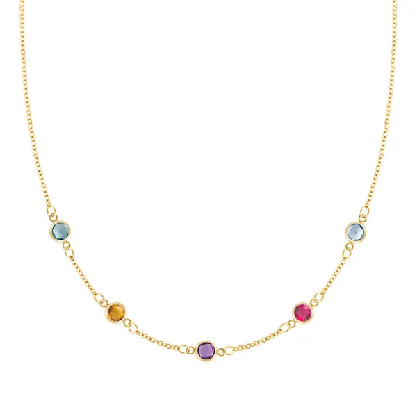 Personalized Classic 5 Birthstone Necklace in 14k Gold sold by Haverhill