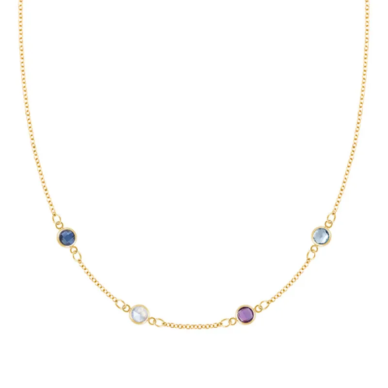 Personalized Classic 4 Birthstone Necklace in 14k Gold sold by Haverhill