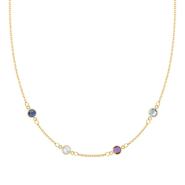 Personalized Classic 4 Birthstone Necklace in 14k Gold sold by Haverhill