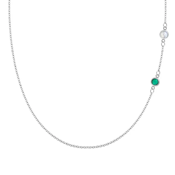 Personalized Classic 2 Birthstone Necklace in 14k Gold sold by Haverhill