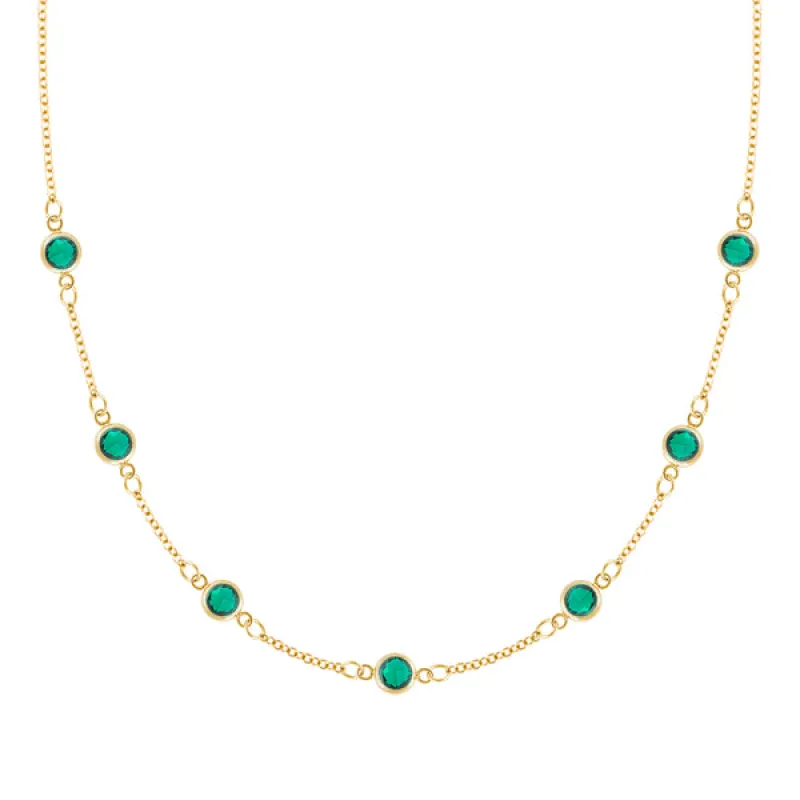 Personalized Classic 7 Birthstone Necklace in 14k Gold sold by Haverhill