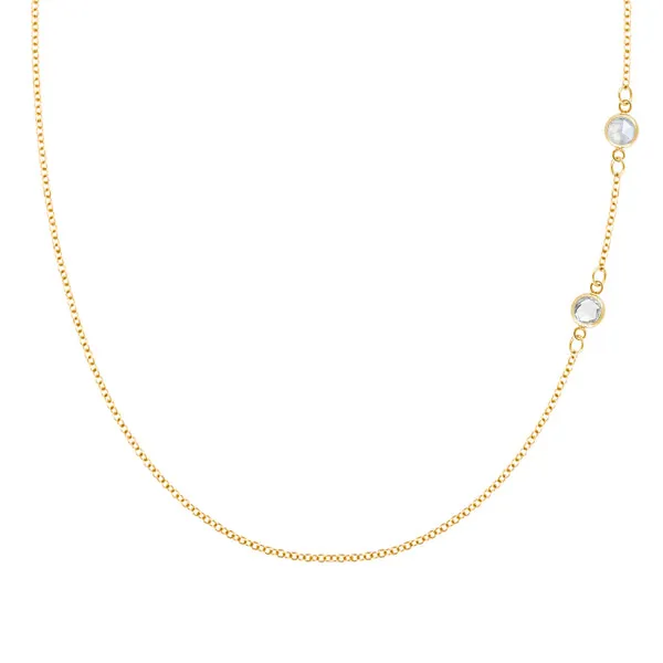 Personalized Classic 2 Birthstone Necklace in 14k Gold sold by Haverhill