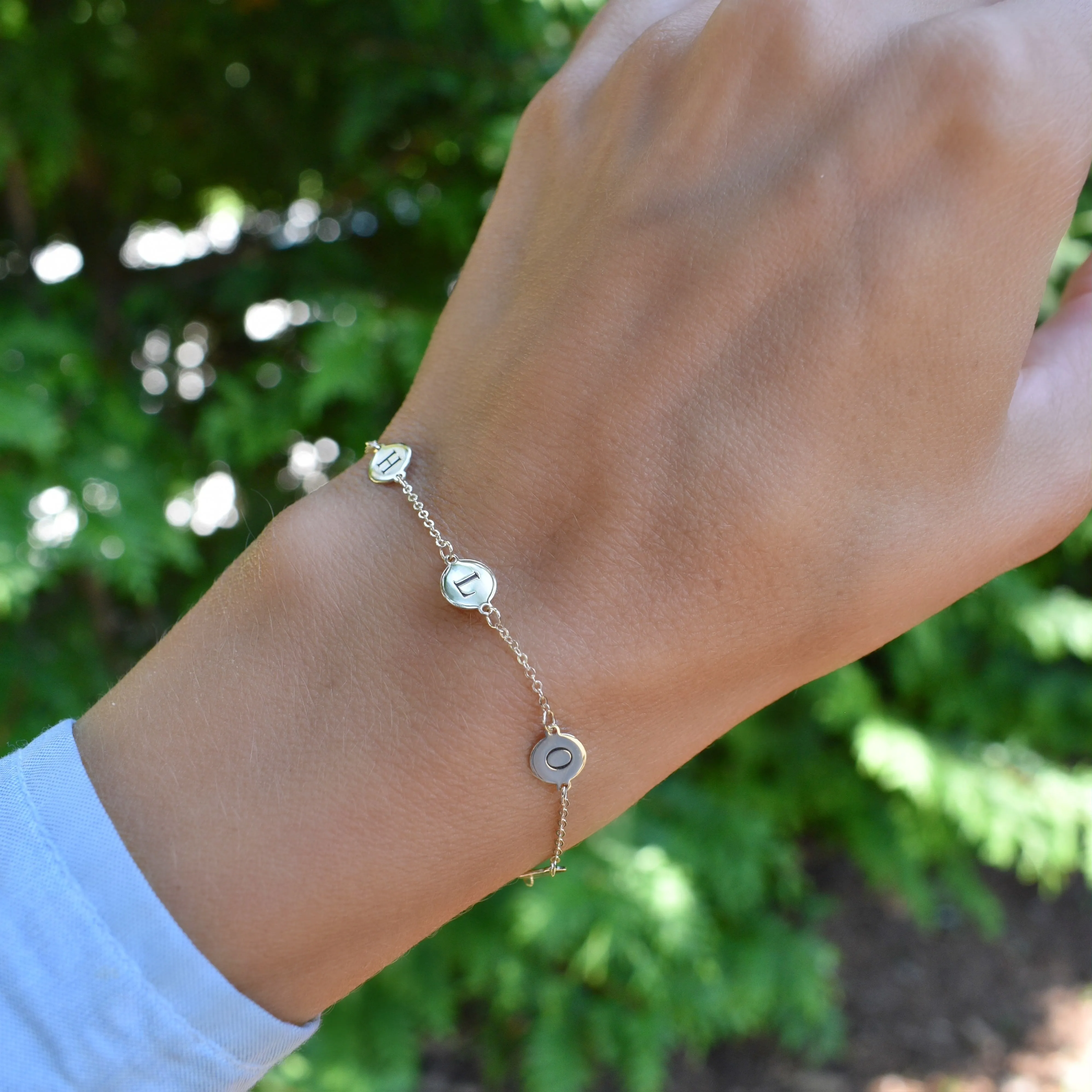 Personalized 5 Letter Bracelet in 14k Gold sold by Haverhill product image thumbnail 2