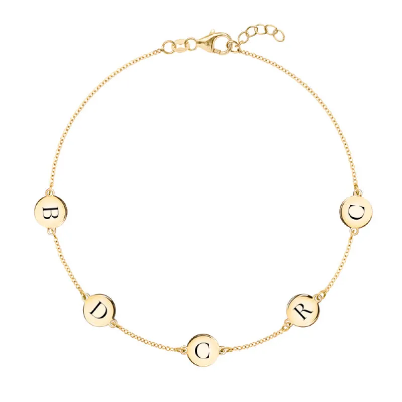 Personalized 5 Letter Bracelet in 14k Gold sold by Haverhill