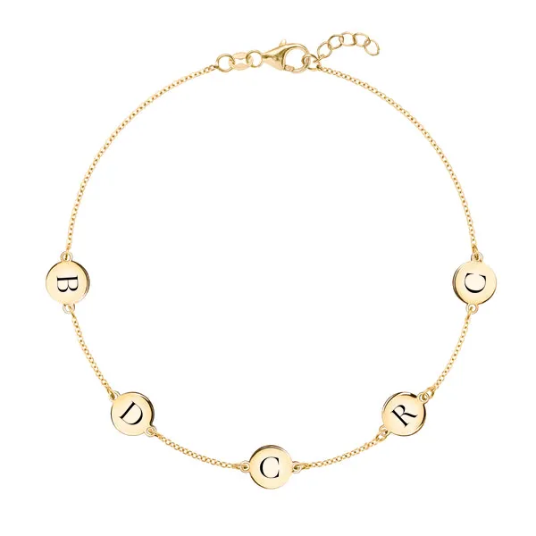 Personalized 5 Letter Bracelet in 14k Gold sold by Haverhill