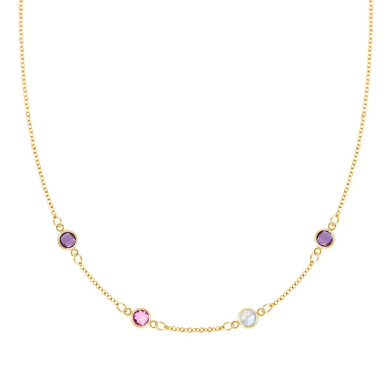 Personalized Classic 4 Birthstone Necklace in 14k Gold sold by Haverhill