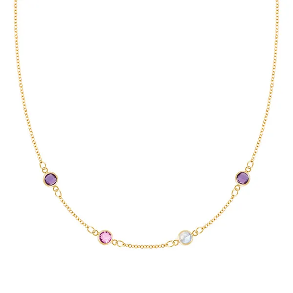 Personalized Classic 4 Birthstone Necklace in 14k Gold sold by Haverhill