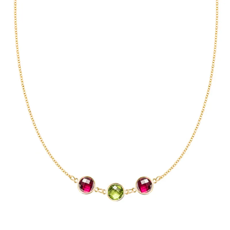 Personalized Grand 3 Connected Birthstone Necklace in 14k Gold sold by Haverhill