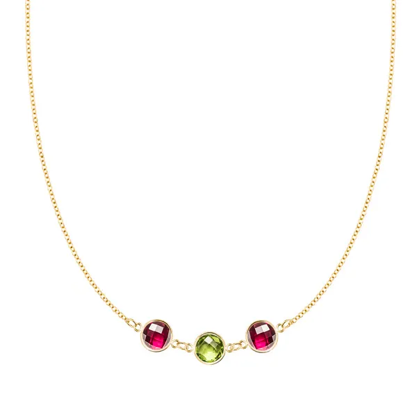 Personalized Grand 3 Connected Birthstone Necklace in 14k Gold sold by Haverhill
