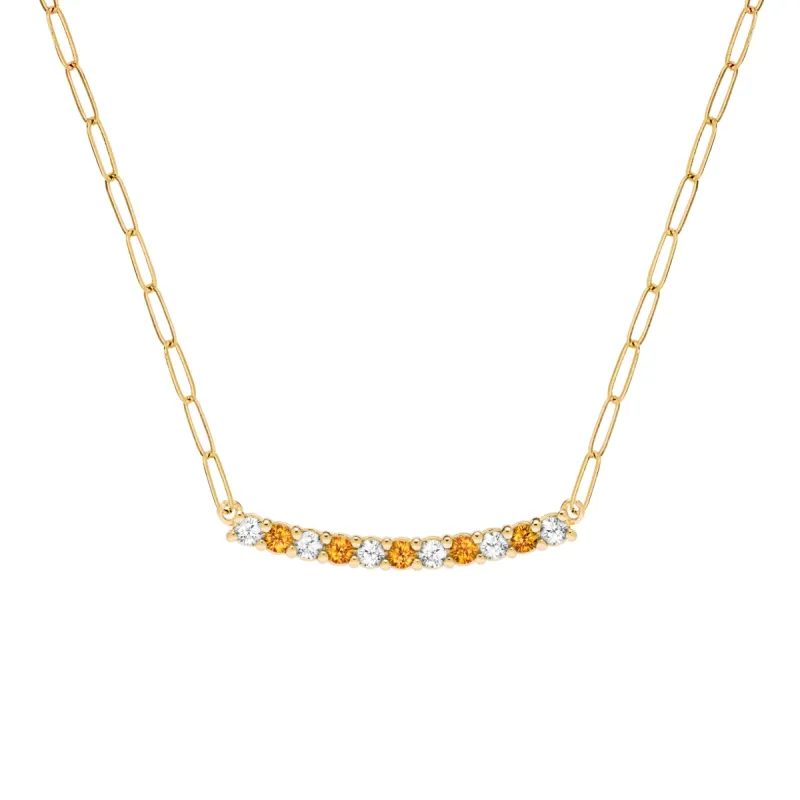 Rosecliff Diamond & Citrine Bar Adelaide Mini Necklace in 14k Gold (November) sold by Haverhill