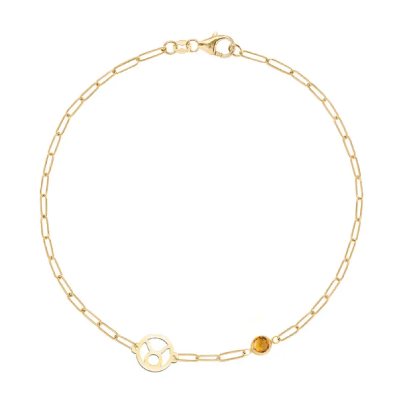 Personalized Taurus & Birthstone Bracelet on Adelaide Mini in 14k Gold sold by Haverhill