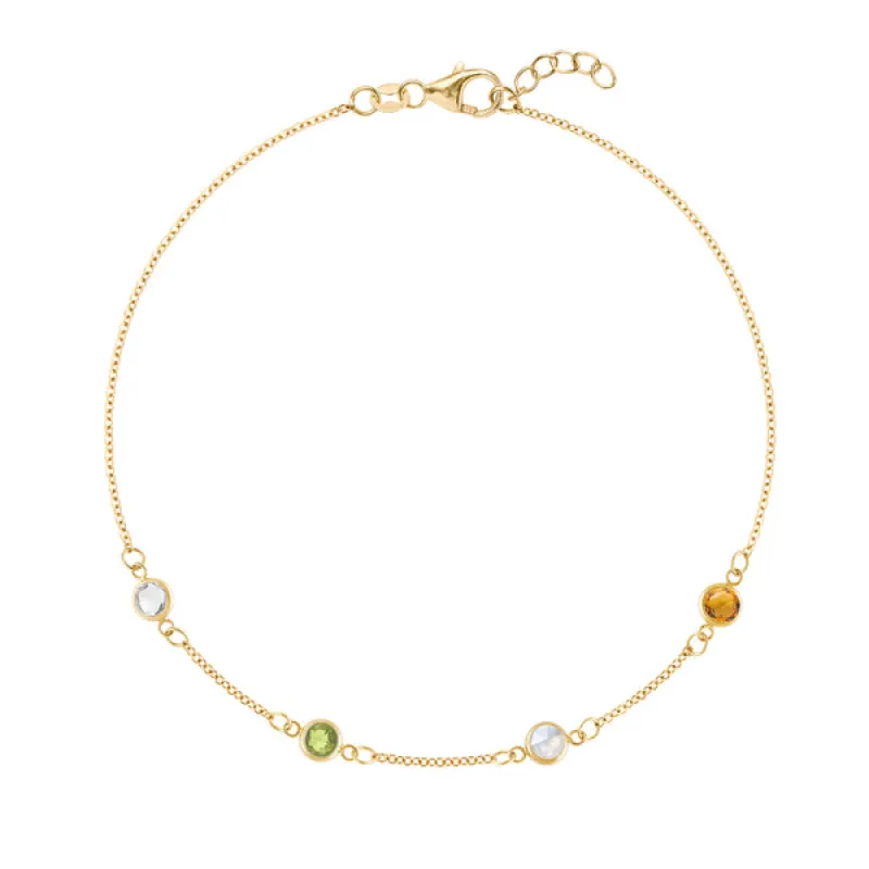 Personalized Classic 4 Birthstone Bracelet in 14k Gold sold by Haverhill