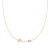 Personalized Classic 1 Letter & 1 Birthstone Necklace in 14k Gold (Single Spacing) sold by Haverhill