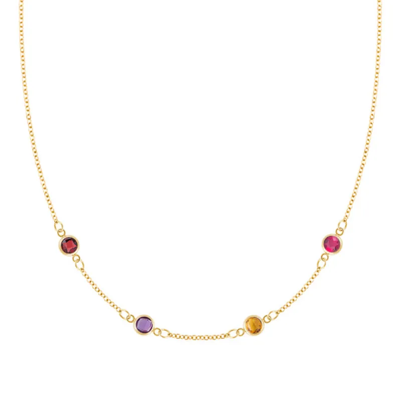 Personalized Classic 4 Birthstone Necklace in 14k Gold sold by Haverhill