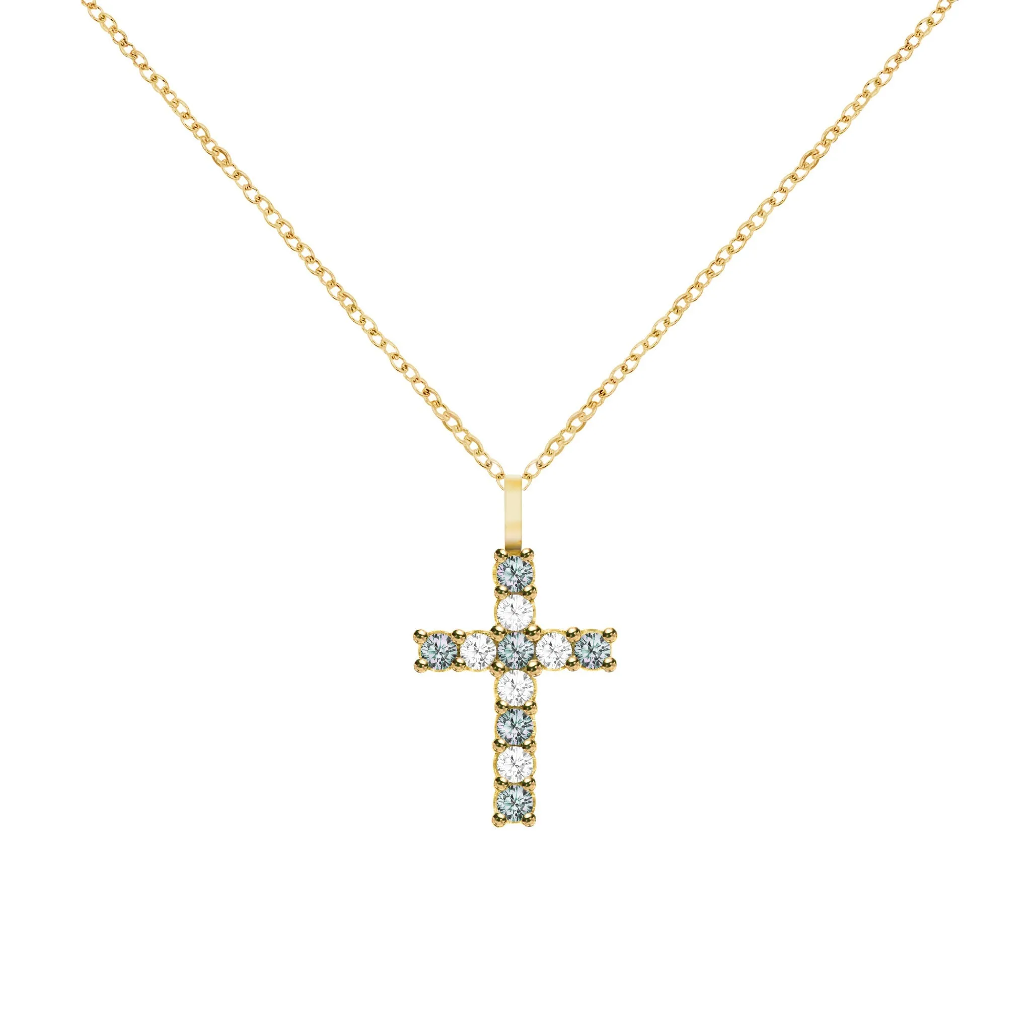 Rosecliff Cross Diamond & Alexandrite Pendant in 14k Gold (June) sold by Haverhill product image thumbnail 5