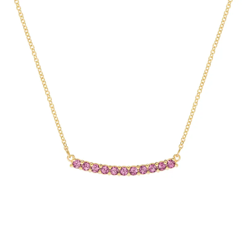 Rosecliff Pink Tourmaline Bar Necklace in 14k Yellow Gold sold by Haverhill