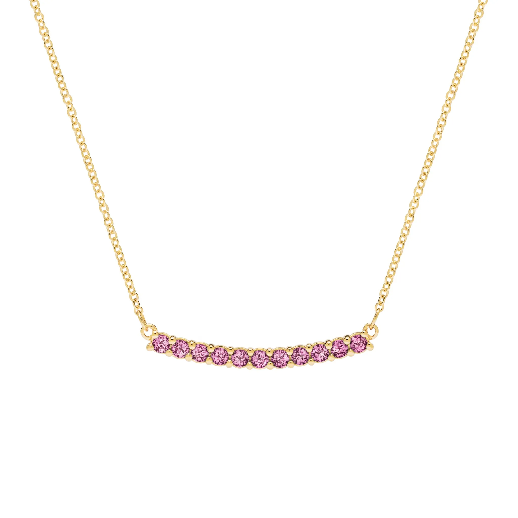 Rosecliff Pink Tourmaline Bar Necklace in 14k Yellow Gold sold by Haverhill