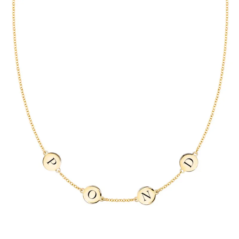 Personalized 4 Letter Necklace in 14k Gold (Single Spacing) sold by Haverhill