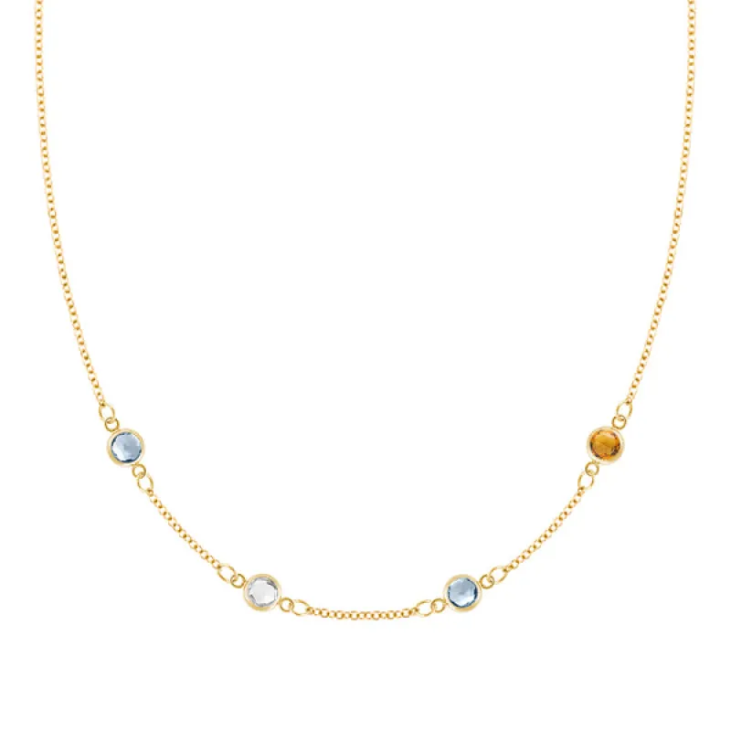 Personalized Classic 4 Birthstone Necklace in 14k Gold sold by Haverhill