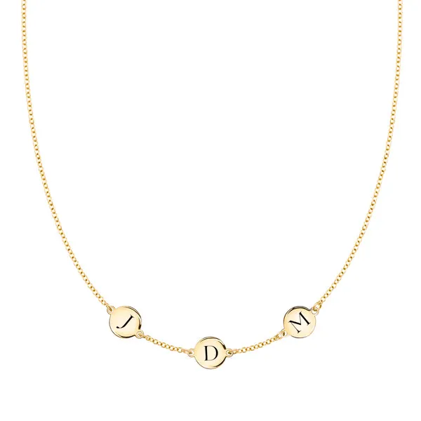 Personalized 3 Letter Necklace in 14k Gold (Single Spacing) sold by Haverhill