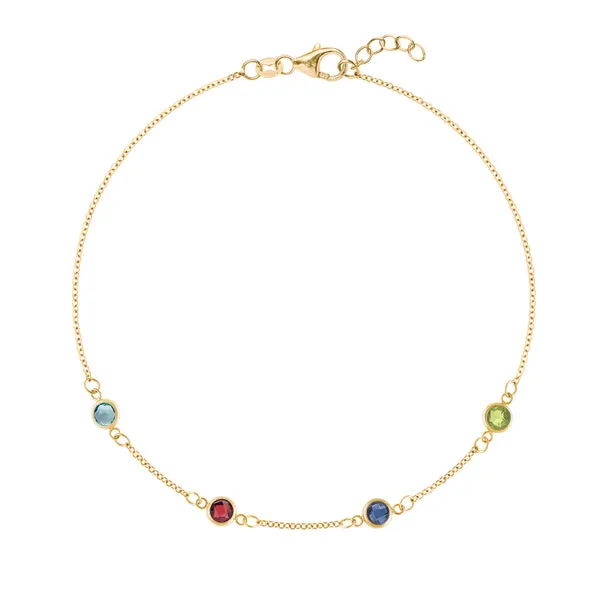Personalized Classic 4 Birthstone Bracelet in 14k Gold sold by Haverhill