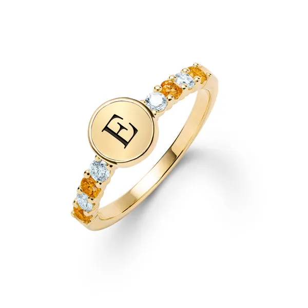 Personalized Rosecliff Letter Ring in 14k Gold sold by Haverhill
