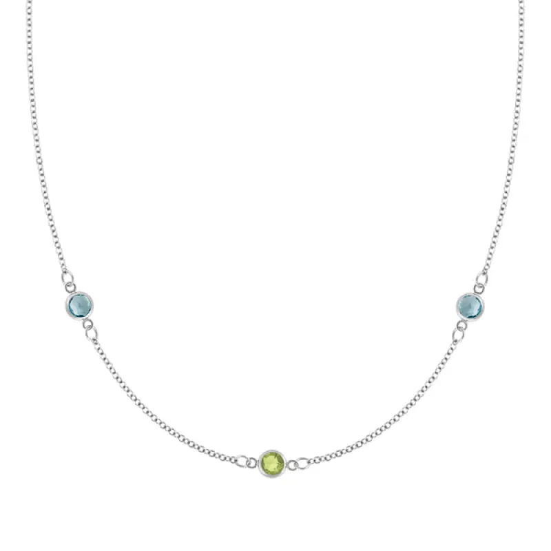 Personalized Classic 3 Birthstone Necklace in 14k Gold sold by Haverhill