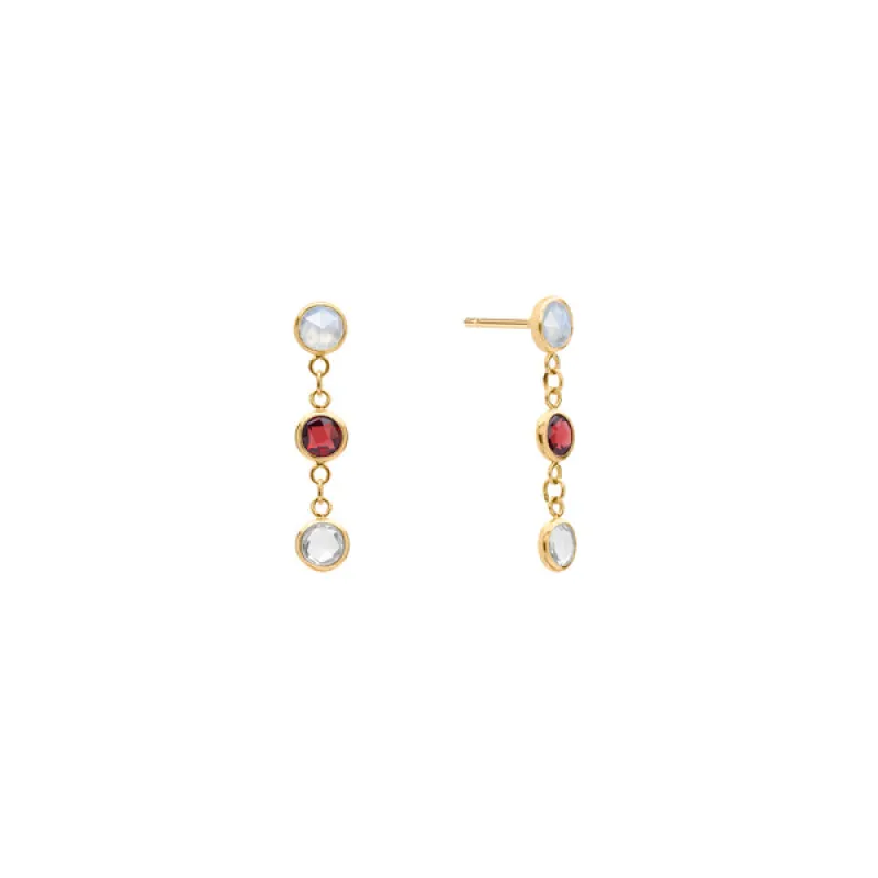Personalized Classic 3 Birthstone Earrings in 14k Gold sold by Haverhill