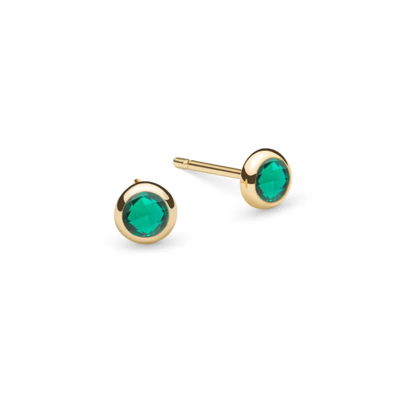 Emerald Birthstone Stud Earrings in 14k Yellow Gold (May) sold by Haverhill