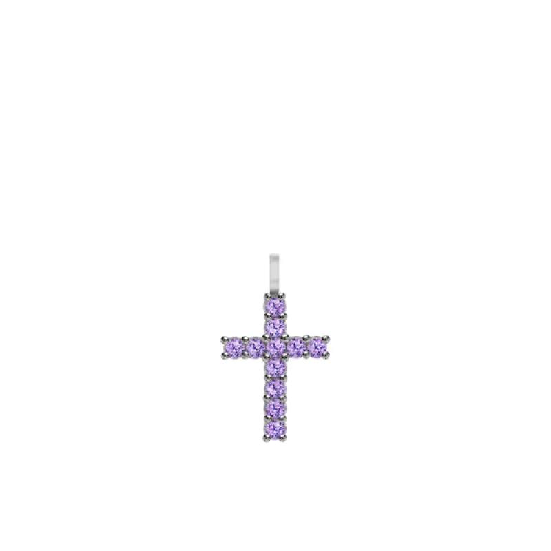 Rosecliff Cross Amethyst Pendant in 14k Gold (February) sold by Haverhill