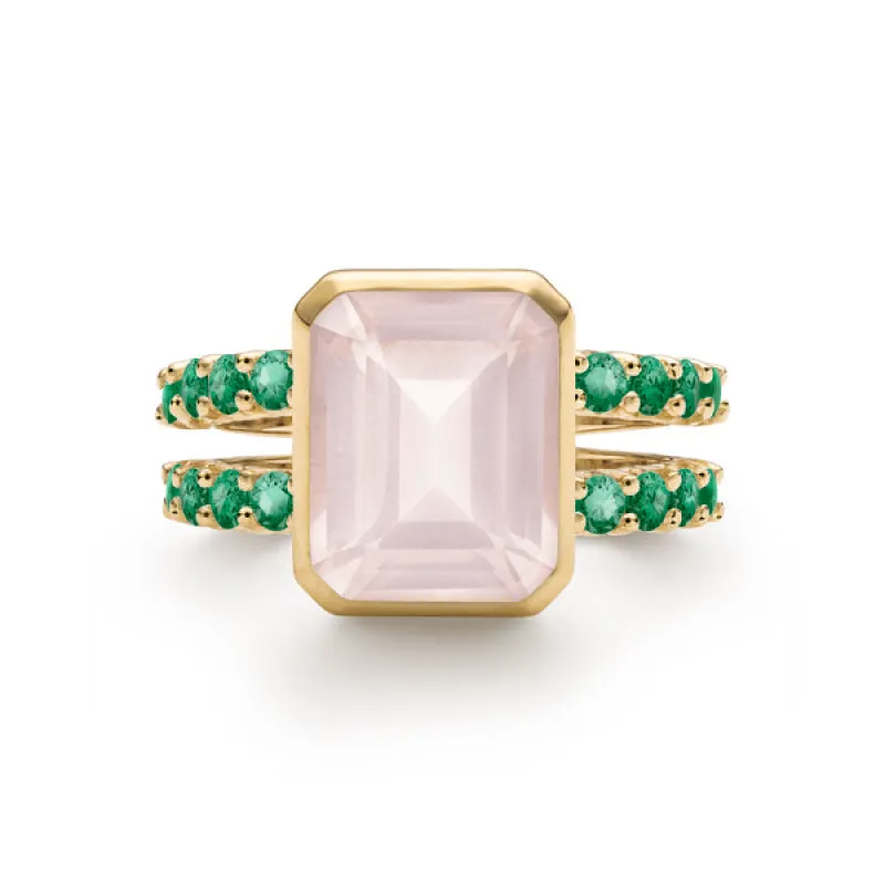 Personalized Warren Vertical Birthstone Ring with Accent Stones in 14k Gold sold by Haverhill