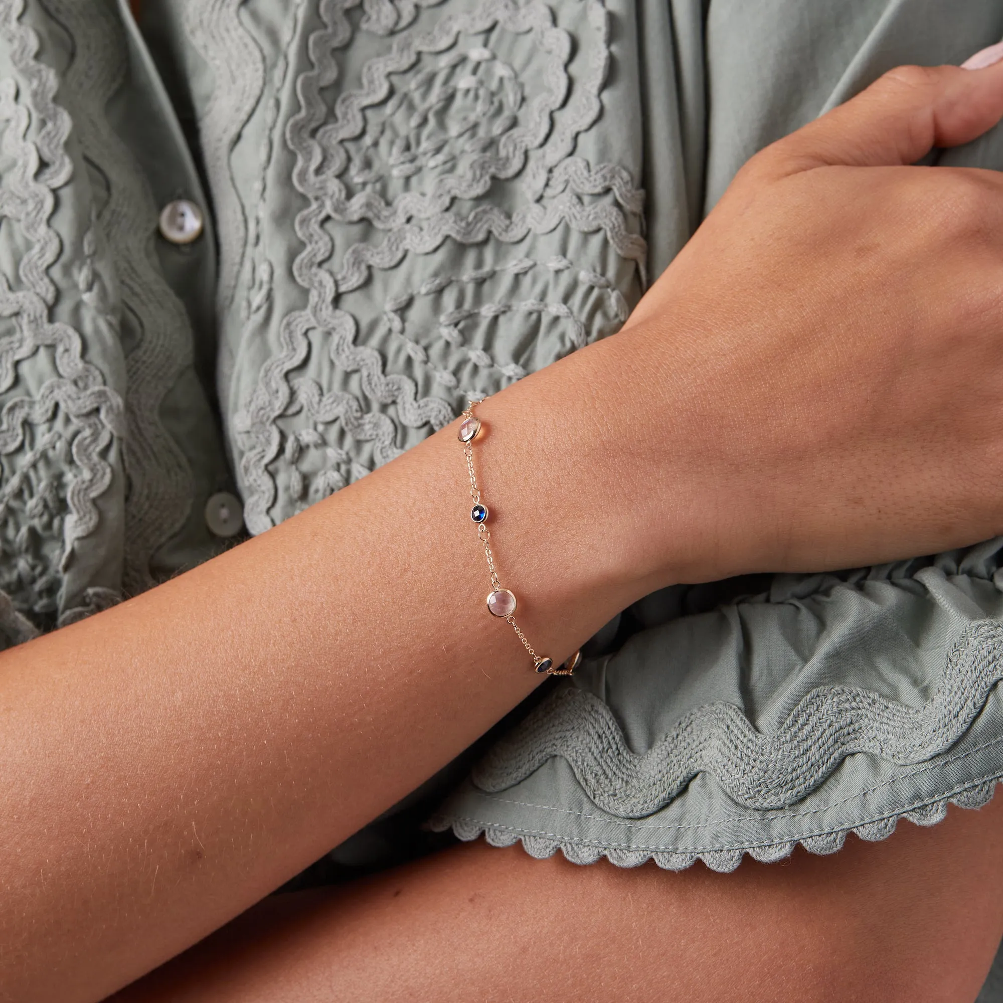 Personalized Bayberry Grand & Classic 7 Stone Bracelet in 14k Gold sold by Haverhill product image thumbnail 2