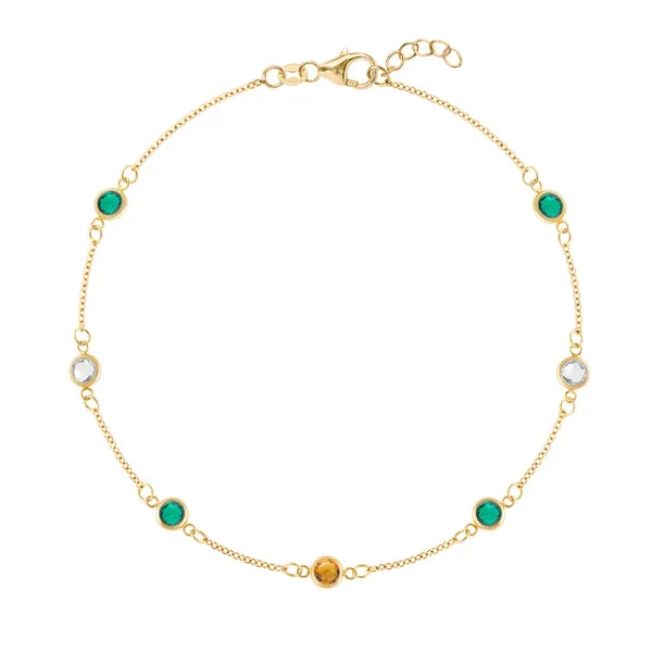 Personalized Classic 7 Birthstone Bracelet in 14k Gold sold by Haverhill