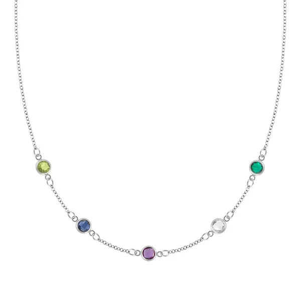 Personalized Classic 5 Birthstone Necklace in 14k Gold sold by Haverhill