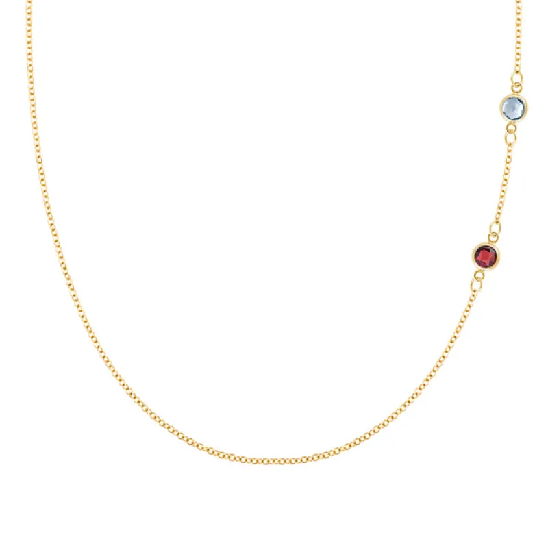 Personalized Classic 2 Birthstone Necklace in 14k Gold sold by Haverhill