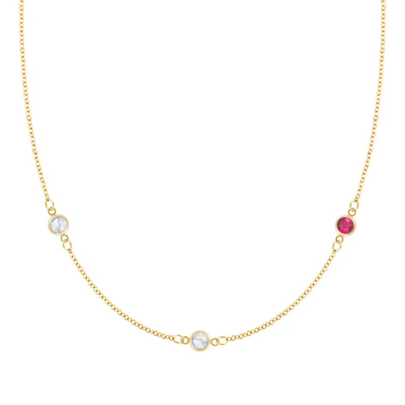 Personalized Classic 3 Birthstone Necklace in 14k Gold sold by Haverhill